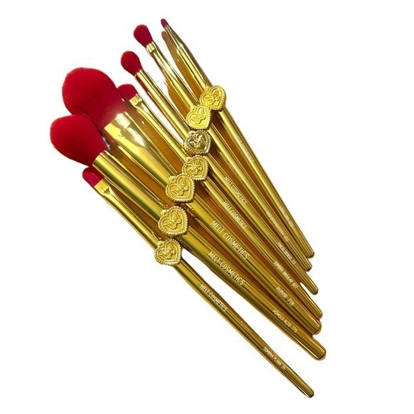 Melt Cosmetics Makeup Melt 7 Piece Makeup Brush Set Blush Face Eyes Gold Butterfly Red